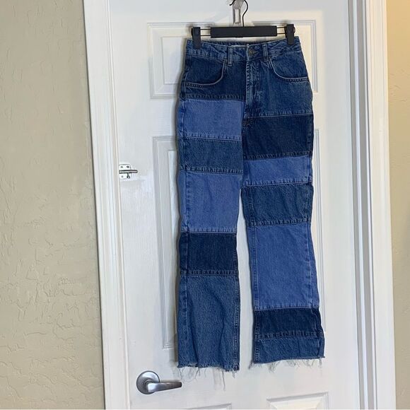 Subdued Patchwork Soft Flared Jeans Size 24 - Picture 5 of 12